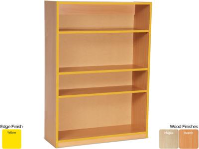 Monarch MEQ1250BCYE Open Bookcase with 1 Fixed & 2 Adjustable Shelves and Yellow Coloured Edges