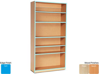 Monarch MEQ1800BCCE Open Bookcase with 1 Fixed & 4 Adjustable Shelves and Cyan Coloured Edges
