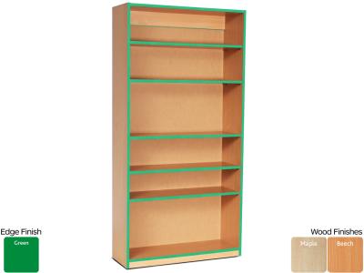 Monarch MEQ1800BCGE Open Bookcase with 1 Fixed & 4 Adjustable Shelves and Green Coloured Edges