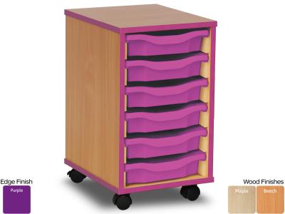 Monarch MEQ1WPE 6 Tray Single Tray Storage Unit with Purple Coloured Edges