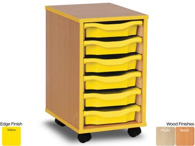Monarch MEQ1WYE 6 Tray Single Tray Storage Unit with Yellow Coloured Edges