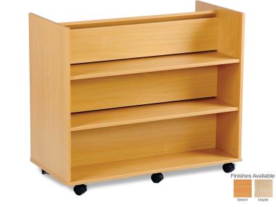 Monarch MEQ3AS/3SS Double Sided Mobile Book Library Storage Unit with 3 Angled Shelves on One Side and 3 Straight Shelves on Other Side