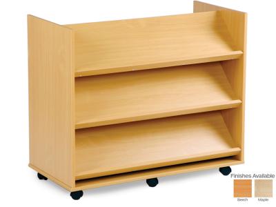 Monarch MEQ3LU Double Sided Mobile Book Library Storage Unit with 3 Angled Shelves