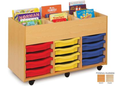 Monarch MEQ4001 6 Bay 12 Tray Mobile Kinderbox Book and Single Tray Storage Unit
