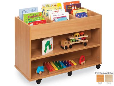 Monarch MEQ4002 6 Bay Double Sided Kinderbox Book Storage Unit with 1 Fixed Shelf on Each Side