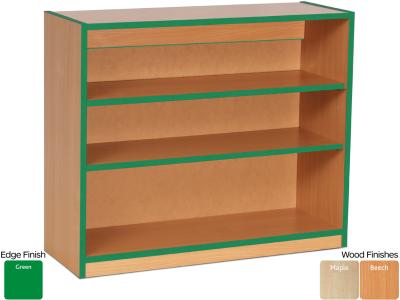 Monarch MEQ750BCGE Open Bookcase with 2 Adjustable Shelves and Green Coloured Edges