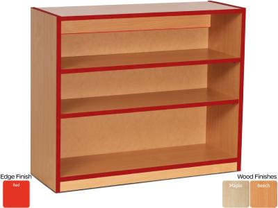 Monarch MEQ750BCRE Open Bookcase with 2 Adjustable Shelves and Red Coloured Edges
