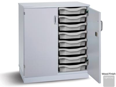 Monarch PRM16 Grey Static 16 Tray Single Tray Storage Unit with Lockable Doors - Premium Range