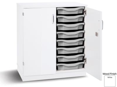 Monarch PRM16 White Static 16 Tray Single Tray Storage Unit with Lockable Doors - Premium Range