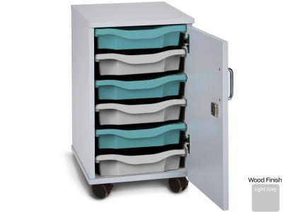 Monarch PRM1W Grey Mobile 6 Tray Single Tray Storage Unit with Lockable Doors - Premium Range