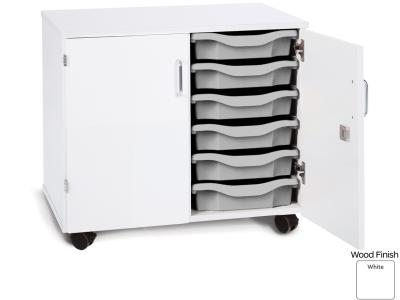 Monarch PRM2W White Mobile 12 Tray Single Tray Storage Unit with Lockable Doors - Premium Range