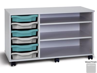 Monarch PRM6/2S Grey Mobile 6 Tray Single Tray Storage Unit with 2 Adjustable Shelves - Premium Range
