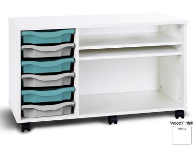 Monarch PRM6/2S White Mobile 6 Tray Single Tray Storage Unit with 2 Adjustable Shelves - Premium Range