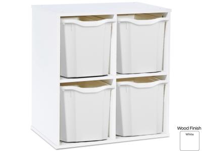 Monarch WHISA04J Allsorts Stackable Storage Unit with 4 Quad Trays - White