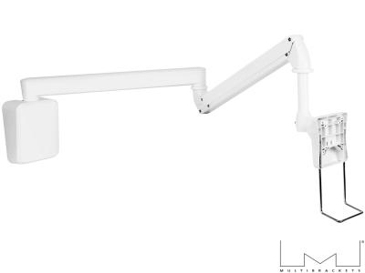 Multibrackets MB4276 HD Single Monitor Full Motion Medical Arm Wall Mount - White - for 15" - 27" Screens up to 12kg