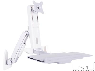Multibrackets MB4351 Single Monitor Sit-Stand Wall Arm Workstation - White - for 15" - 27" Screens up to 8kg