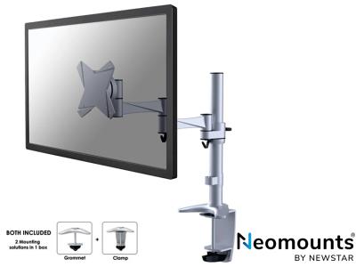 Neomounts by Newstar FPMA-D1330SILVER LCD Desk Arm Pole Mount - Silver - for 10" - 30" Screens up to 8kg