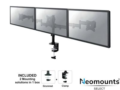 Neomounts by Newstar Select NM-D135D3BLACK Triple LCD Desk Mount - Black - for 10" - 27" Screens up to 8kg