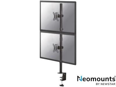 Neomounts by Newstar FPMA-D550DVBLACK Dual LCD Vertically Stacked Desk Pole Mount - Black - for 10" - 32" Screens up to 8kg