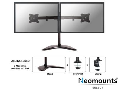 Neomounts by Newstar Select NM-D335DBLACK Dual LCD Desk Mount - Black - for 10" - 27" Screens up to 8kg