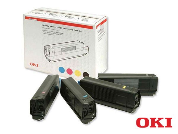 Genuine OKI 42403002 CMYK Toner Value Bundle Type C6 to fit Colour Laser Colour Laser Printer