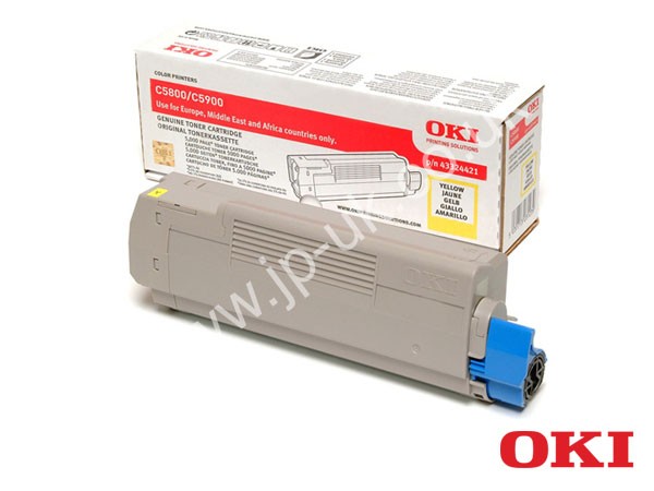 Genuine OKI 43324421 Yellow Toner Cartridge to fit C5800 Colour Laser Printer