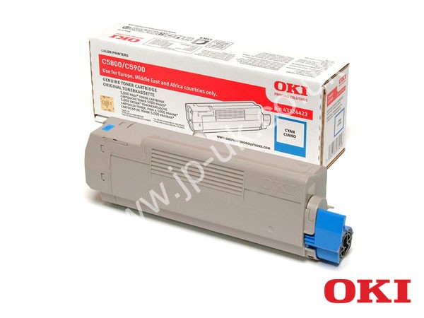 Genuine OKI 43324423 Cyan Toner Cartridge to fit C5800 Colour Laser Printer