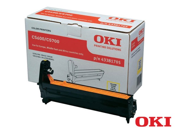 Genuine OKI 43381705 Yellow Image Drum to fit C5600 Colour Laser Printer