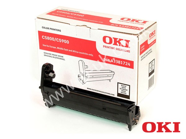 Genuine OKI 43381724 Black Image Drum to fit Toner Cartridges Colour Laser Printer
