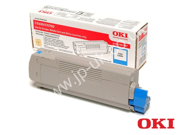 Genuine OKI 43381907 Cyan Toner Cartridge to fit C5600 Colour Laser Printer