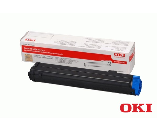 Genuine OKI 43502302 Black Toner Cartridge to fit B4400 Mono Laser Printer