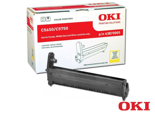 Genuine OKI 43870005 Yellow Image Drum to fit Toner Cartridges Colour Laser Printer