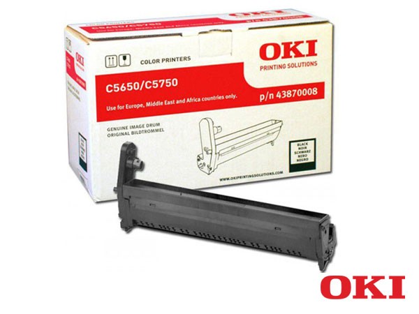 Genuine OKI 43870008 Black Image Drum to fit Toner Cartridges Colour Laser Printer