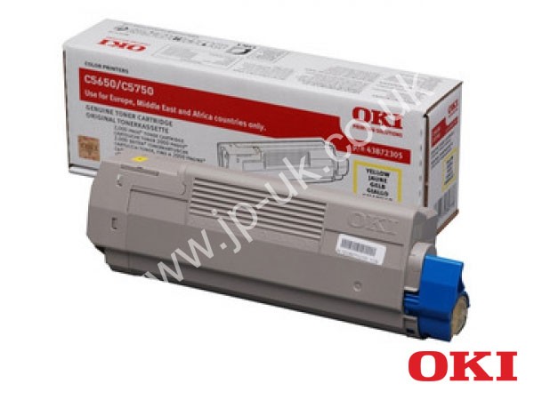 Genuine OKI 43872305 Yellow Toner Cartridge to fit C5750DN Colour Laser Printer