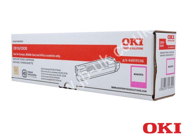 Genuine OKI 44059106 Magenta Toner Cartridge to fit C830 Colour Laser Printer