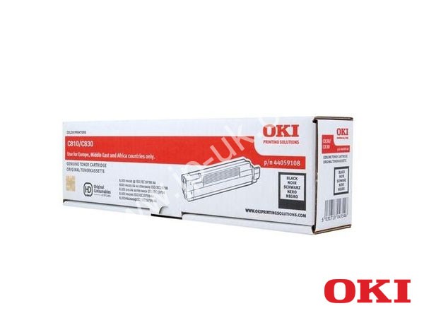 Genuine OKI 44059108 Black Toner Cartridge to fit C830N Colour Laser Printer