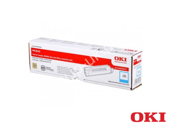 Genuine OKI 44059211 Cyan Toner Cartridge to fit MC860CDTN Colour Laser Printer
