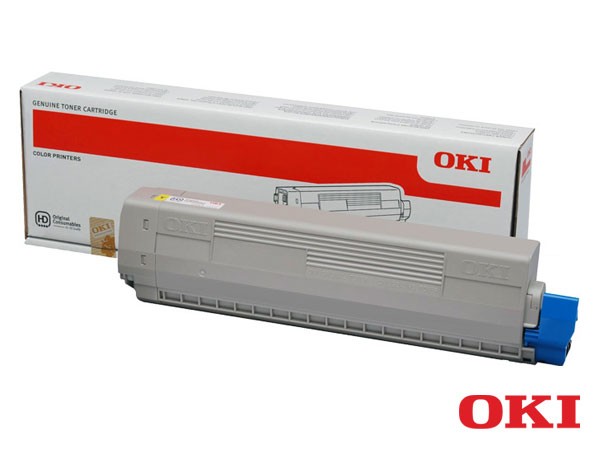 Genuine OKI 44643001 Yellow Toner Cartridge to fit C801DN Colour Laser Printer