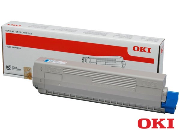 Genuine OKI 44643003 Cyan Toner Cartridge to fit C821 Colour Laser Printer
