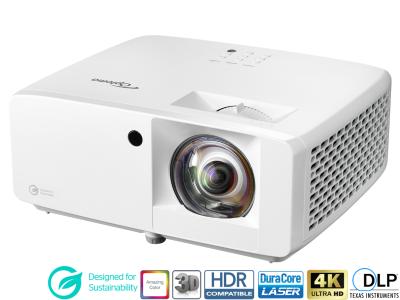 Optoma UHZ35ST Projector - 3500 Lumens, 16:9 4K UHD HDR, 0.496:1 Throw Ratio - Short Throw Laser Lamp-Free Eco-Friendly Ultra-Compact
