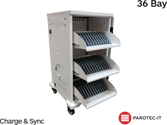 Parotec-IT P-TEC T36V-PLUS 36 Bay iPad & Tablet Secure Store, Charge & Sync Trolley
