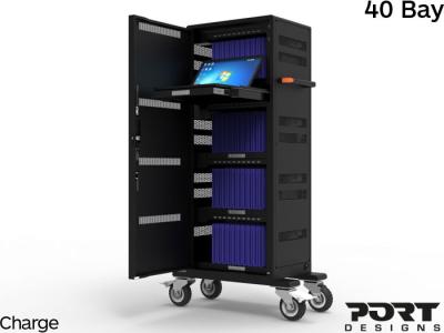 Port Designs 901965 iPad & Tablet 40 Bay Store and Charge Trolley