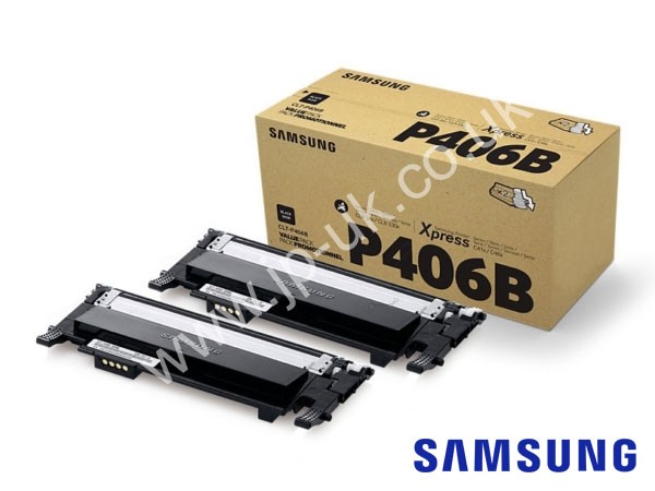 Genuine Samsung CLT-P406B/ELS / SU364A Black Toner Cartridge Twin Pack to fit Colour Laser CLX-3300 Printer