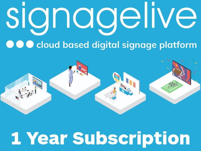SignageLive Digital Signage Software for One Player with Updates and Support - One Year Subscription