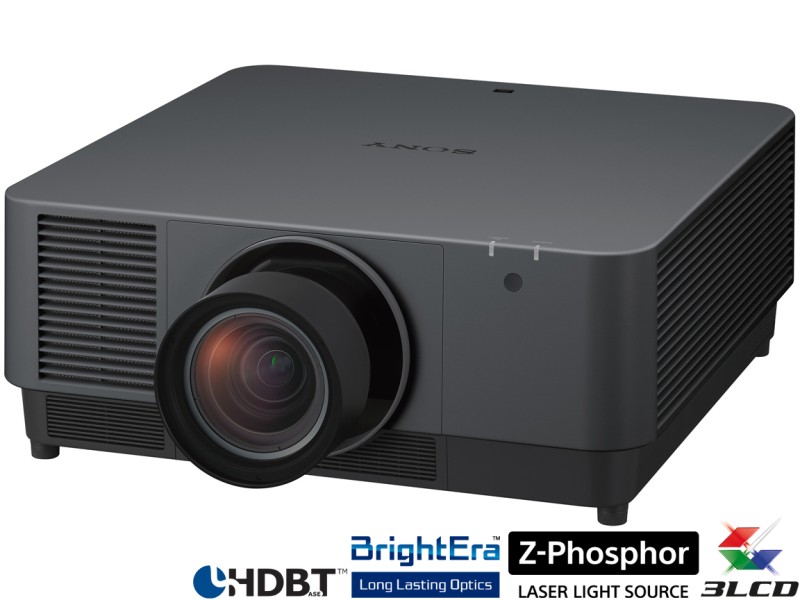 Sony VPL-FHZ91/B Black Projector - 9000 Lumens, 16:10 WUXGA, 1.30-1.96:1 Throw Ratio - Laser Lamp-Free Installation - Standard Lens