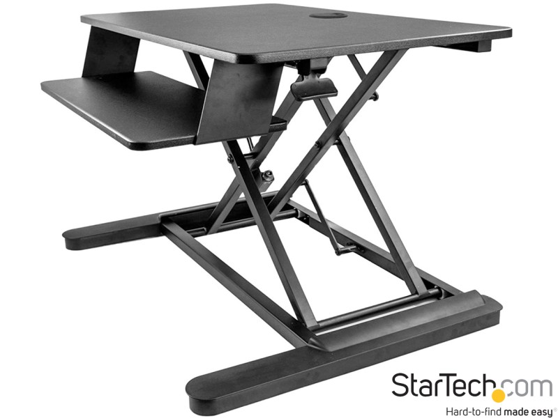 StarTech ARMSTSLG Sit-Stand Height-Adjustable Large Workstation - Grommet Hole - Black