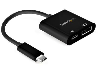 StarTech CDP2DP14UCPB USB-C to DisplayPort 1.4 HBR3 Adapter with Power Delivery - Black