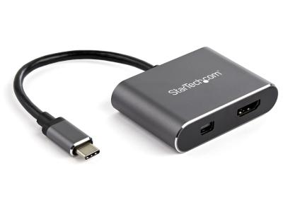 StarTech CDP2HDMDP USB-C to HDMI 2.0 or Mini DisplayPort 1.2 Adapter - Grey
