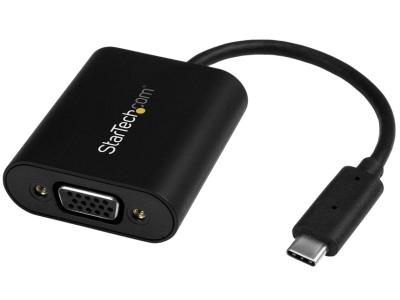 StarTech CDP2VGASA USB-C to VGA Adapter with Presentation Mode Switch - Black
