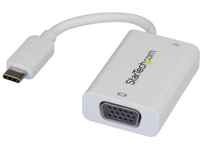 StarTech CDP2VGAUCPW USB-C to VGA Adapter with Power Delivery - White